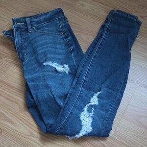 American Eagle Outfitters Dark Blue Distressed Skinny Jeans